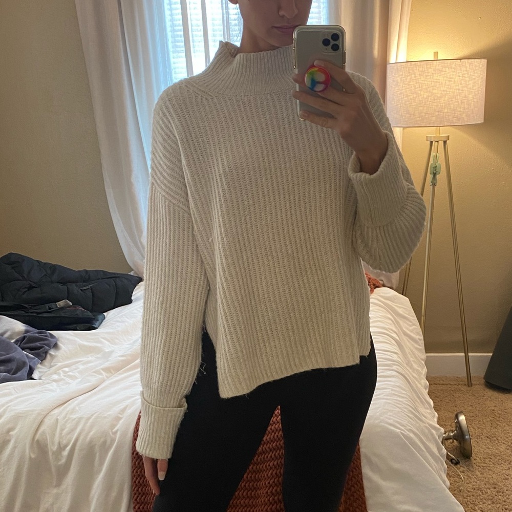 Topshop Mockneck Sweater Knitted - White/Cream